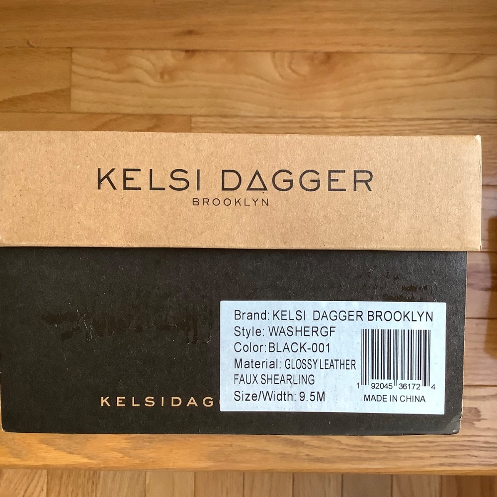 Kelsi Dagger Chunky Chain Faux Shearling Leather Slip-On Mule  Black SZ 9.5 - Picture 14 of 14